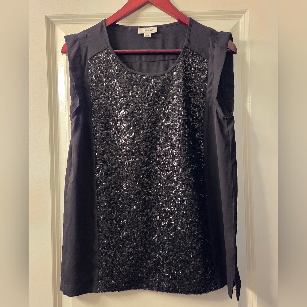 Black Sequin Blouse
